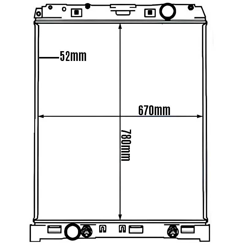 RADIADOR COMPLETO 780x670x52 MERCEDES-BENZ AXOR 1823 1933 2523 2528 02 a 07